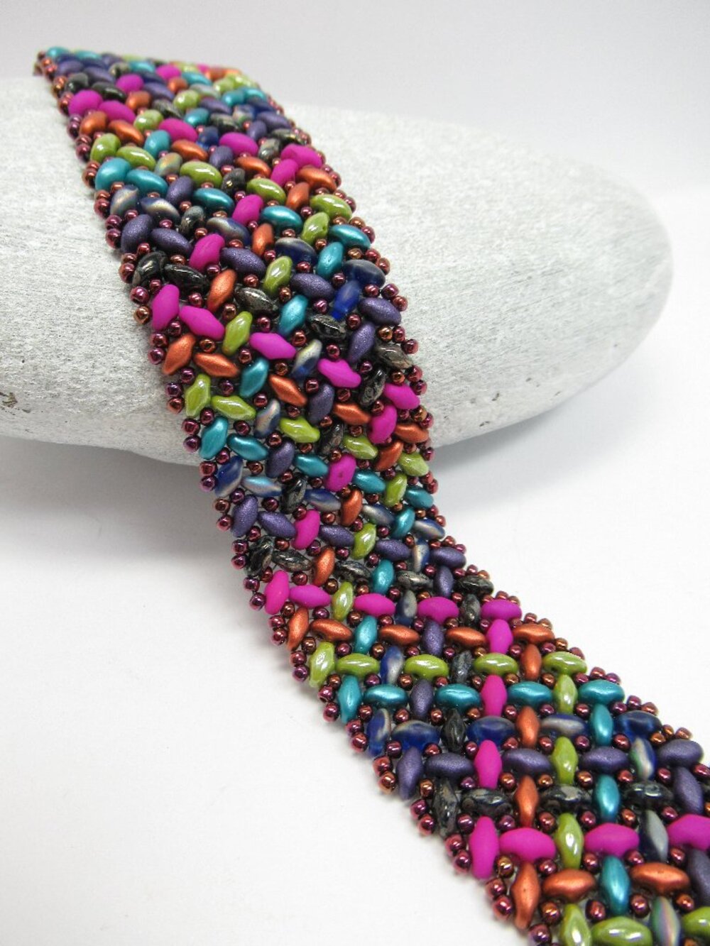 Jewel toned Herringbone superduo bracelet